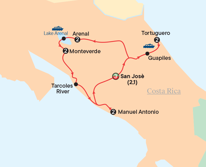 Map - Wonders of Costa Rica